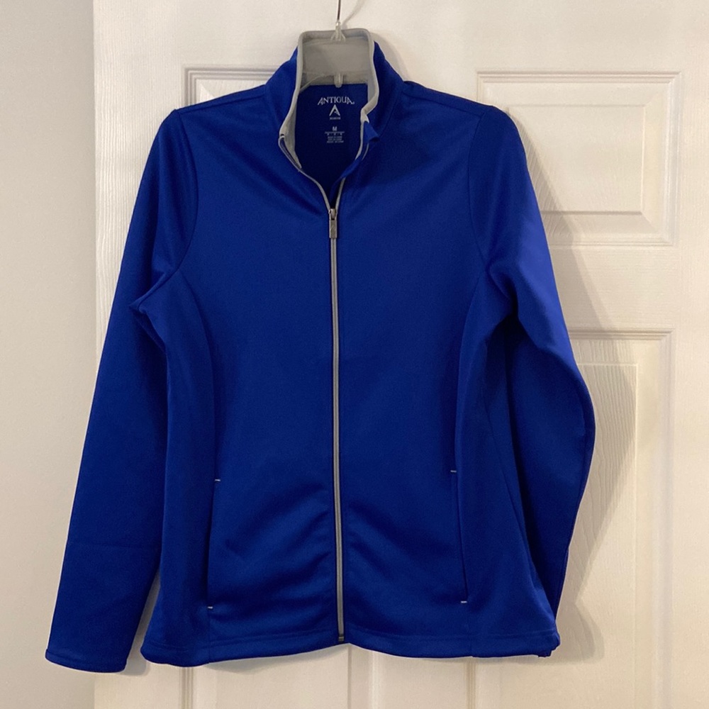 ANTIGUA Women Jacket beautiful blue color with from zipper BNWOT  size M